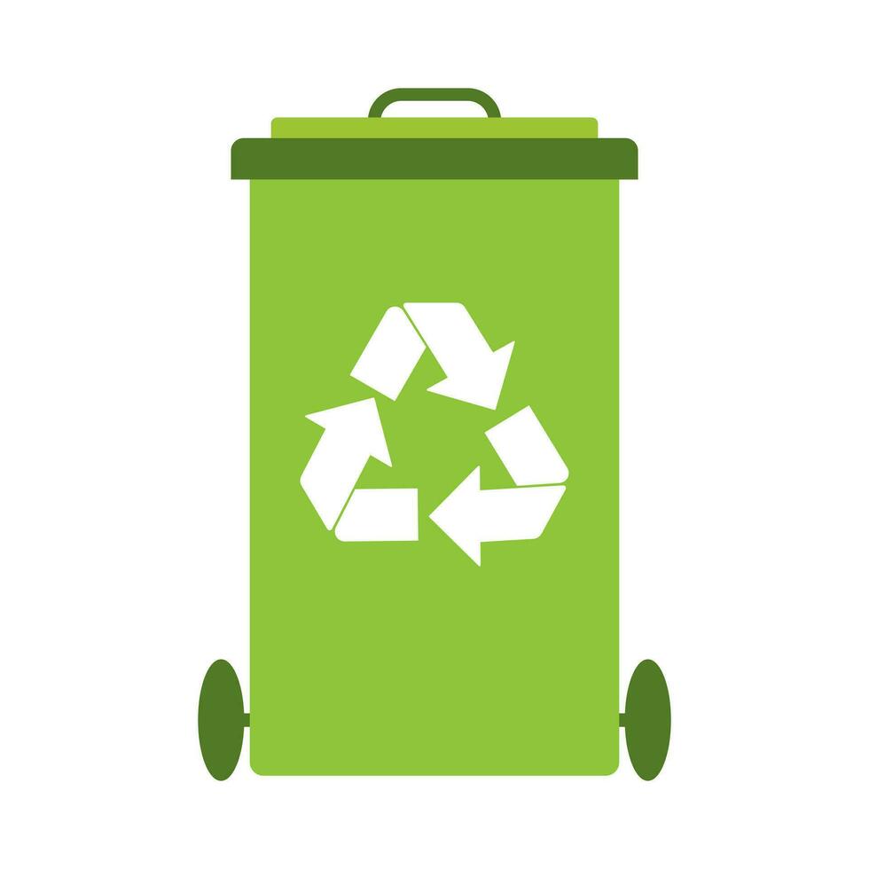 Ecological icon. Green trash container. Badge, sticker, vector