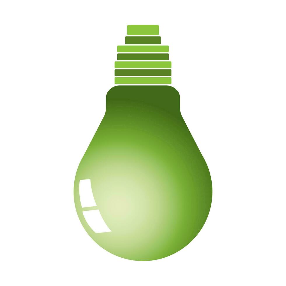 Ecological icon. Green 3D light bulb. Badge, sticker, vector