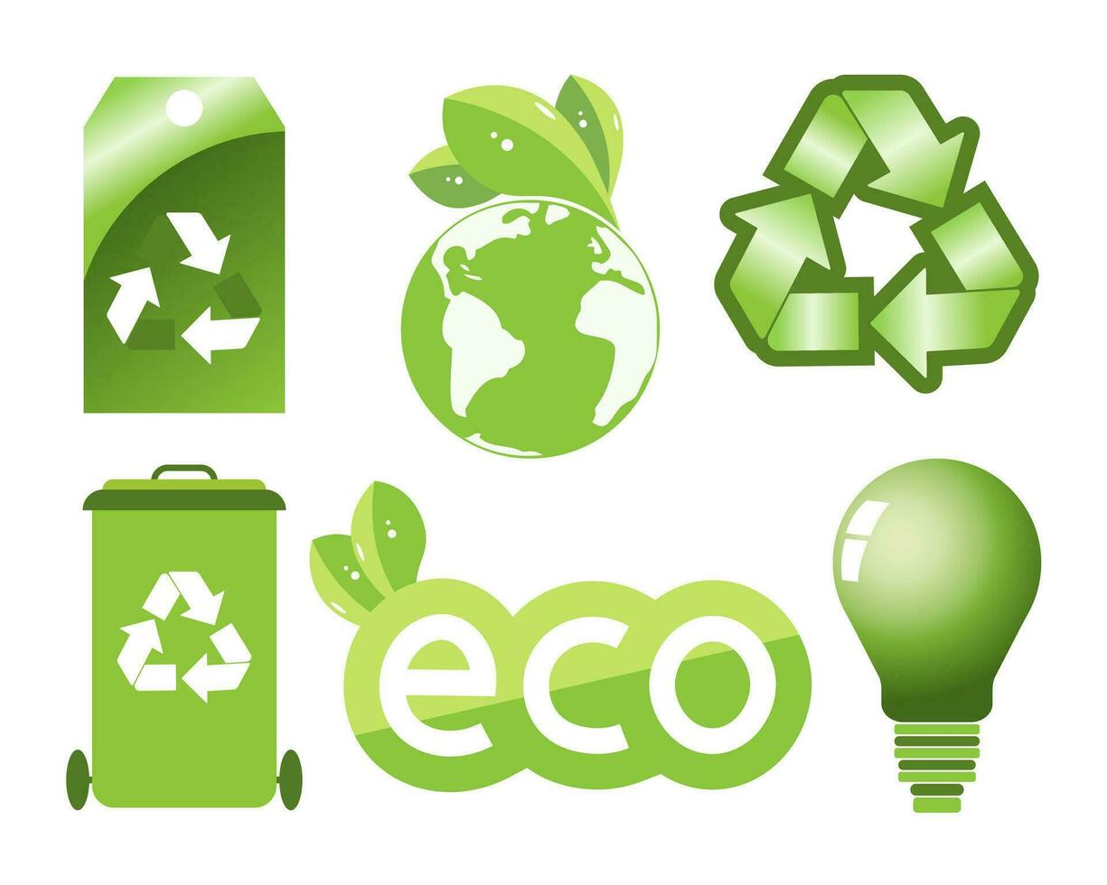 Ecology icons set. Collection of eco friendly flat design concepts. Icons, stickers, vector