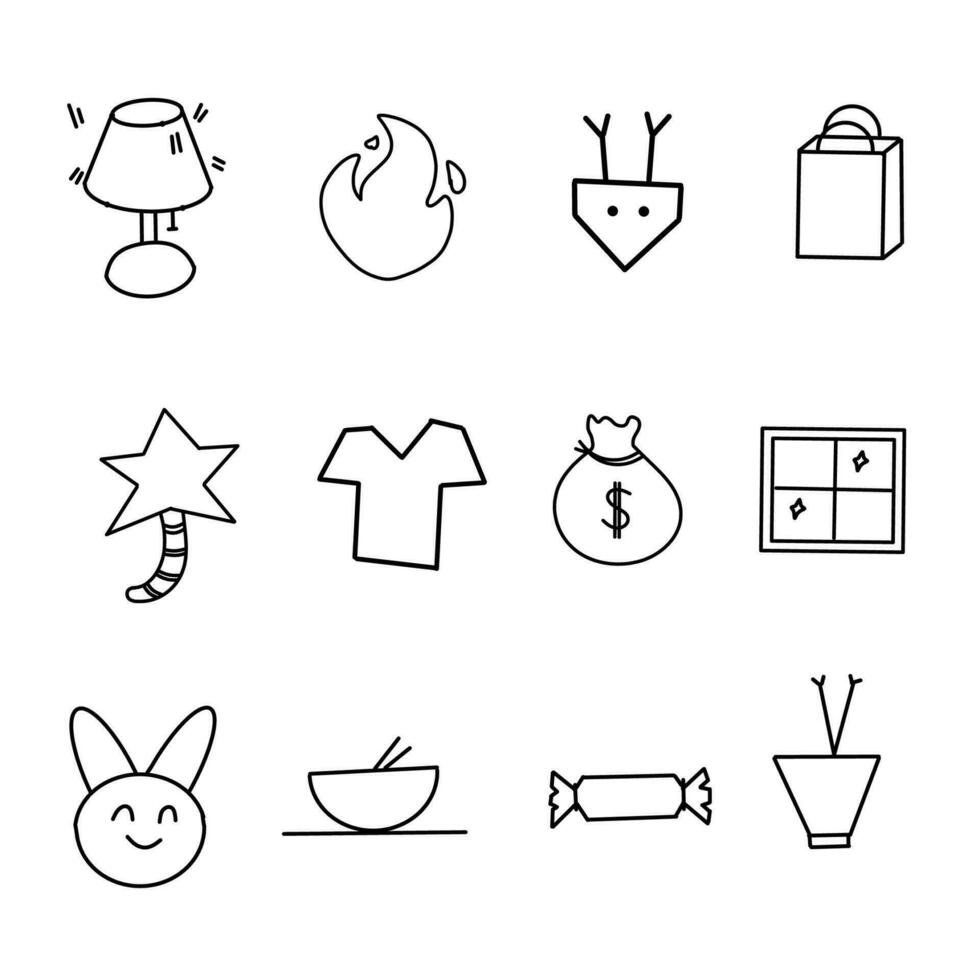 set of hand drawn winter icons vector