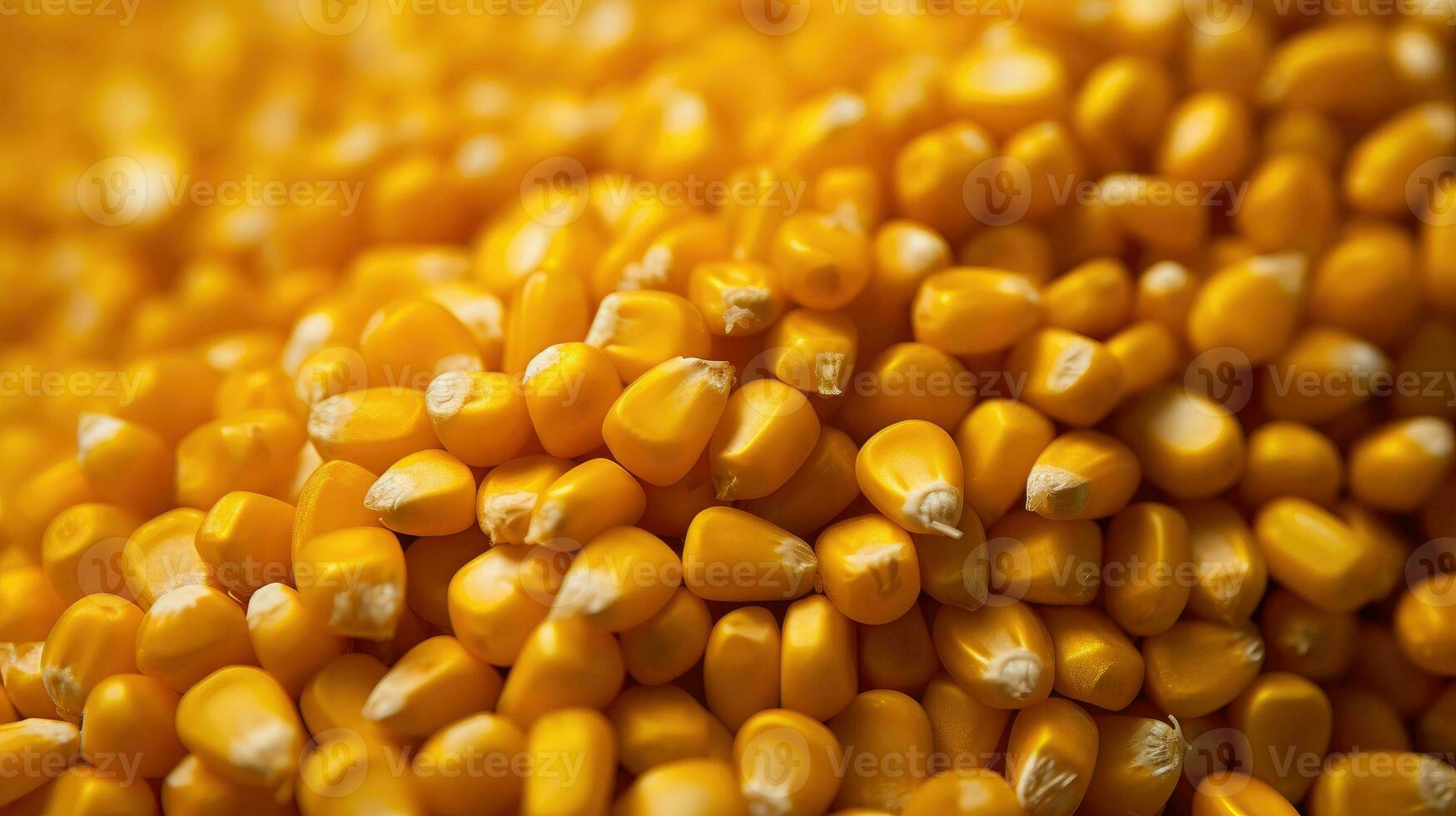 Ripe corn kernels as background, top view. Generative AI photo