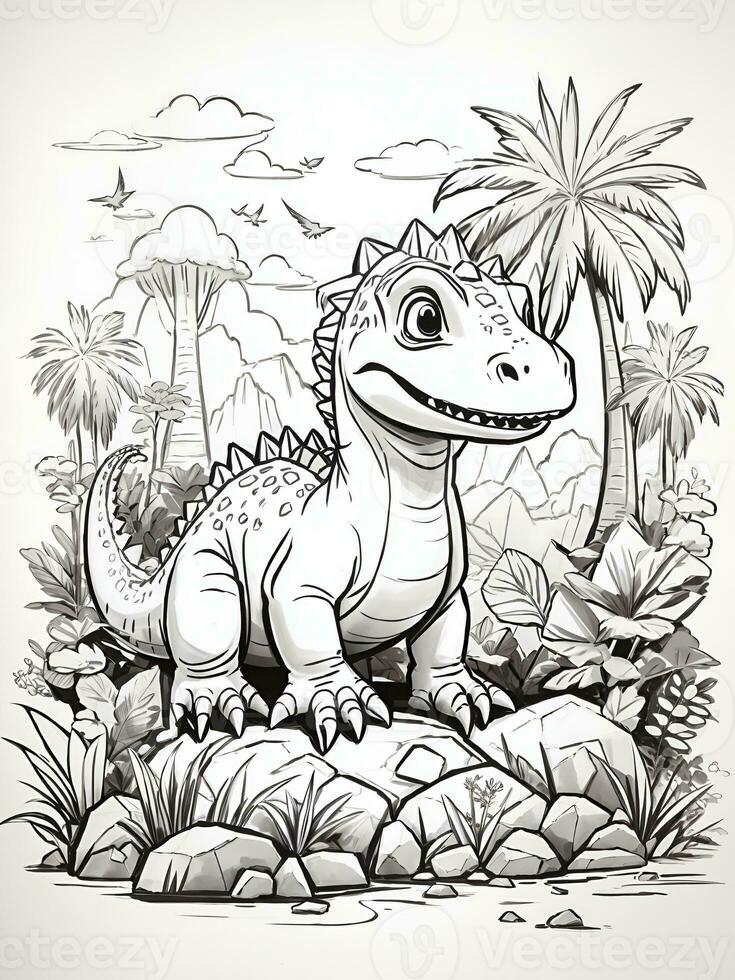 learn to color dinosaurs, AI generated photo