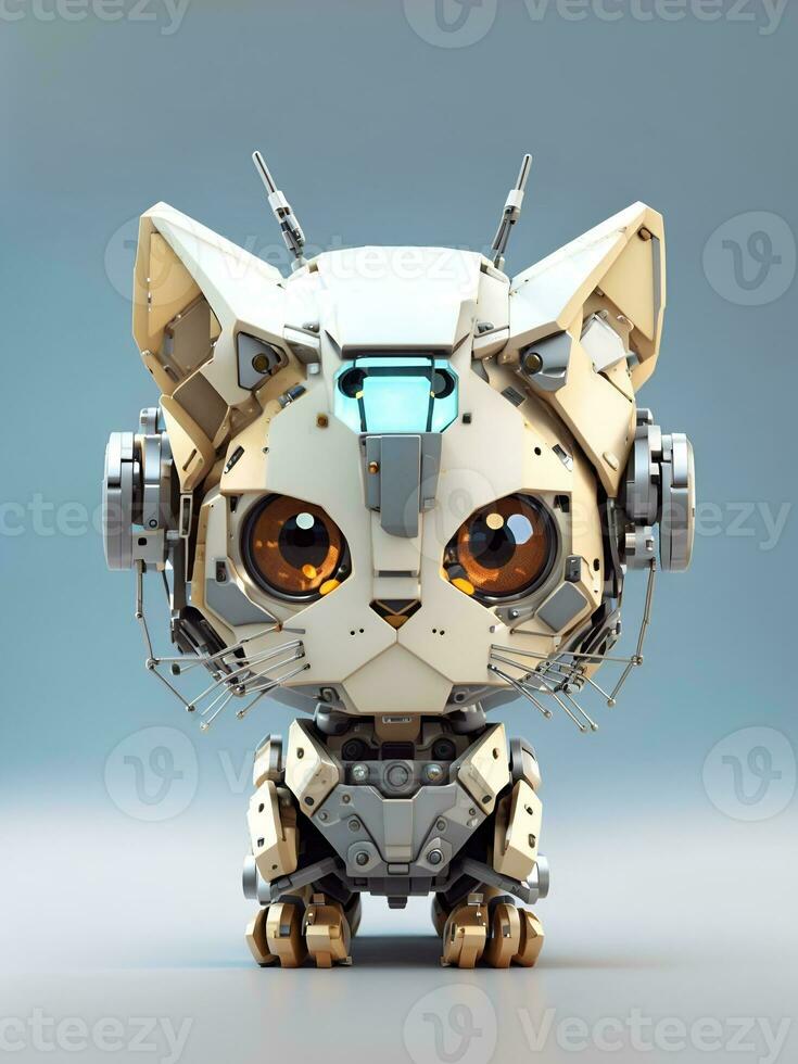 cute robot cat, 3D art, AI generated photo