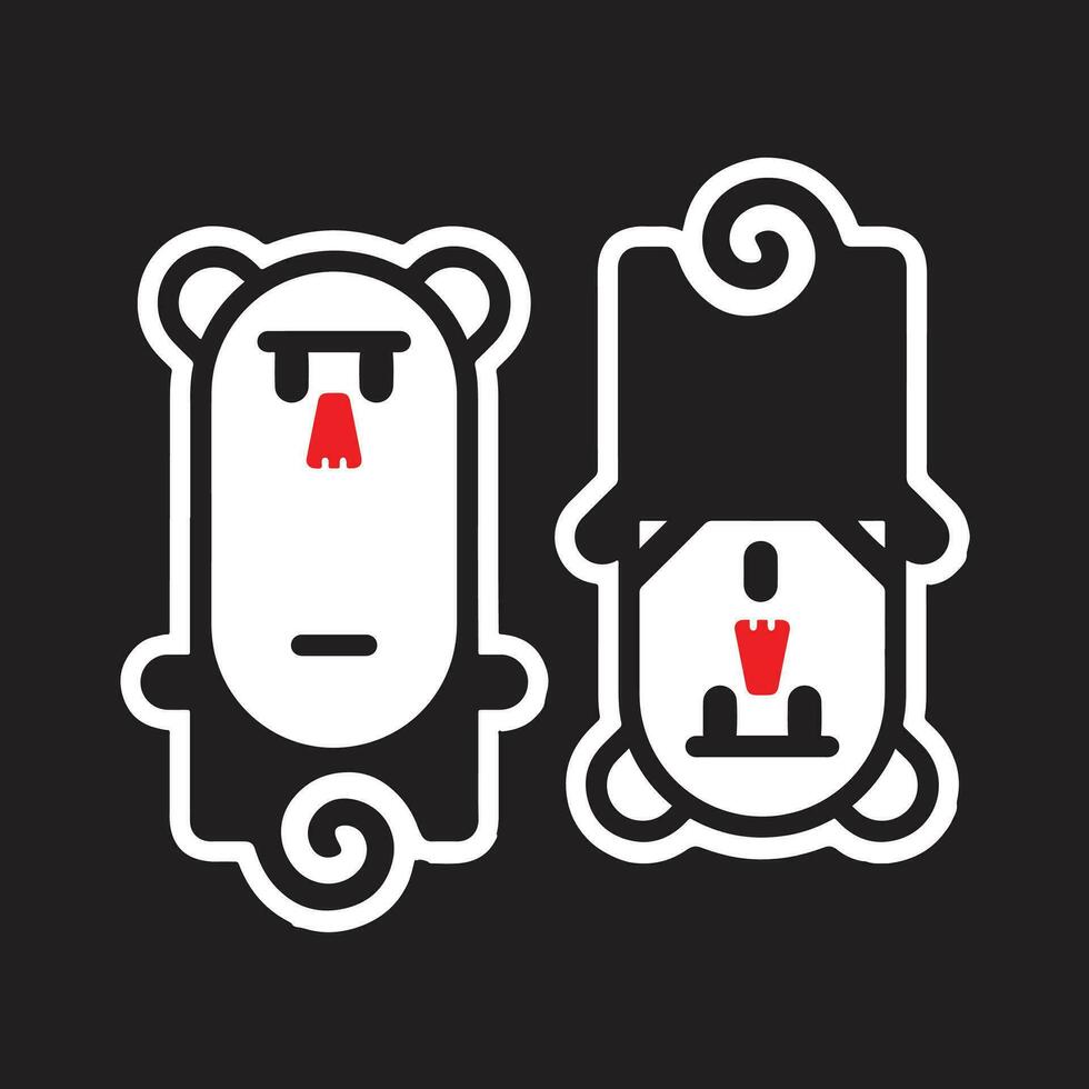 mascota logo pegatina dúo mono Arte ilustración vector
