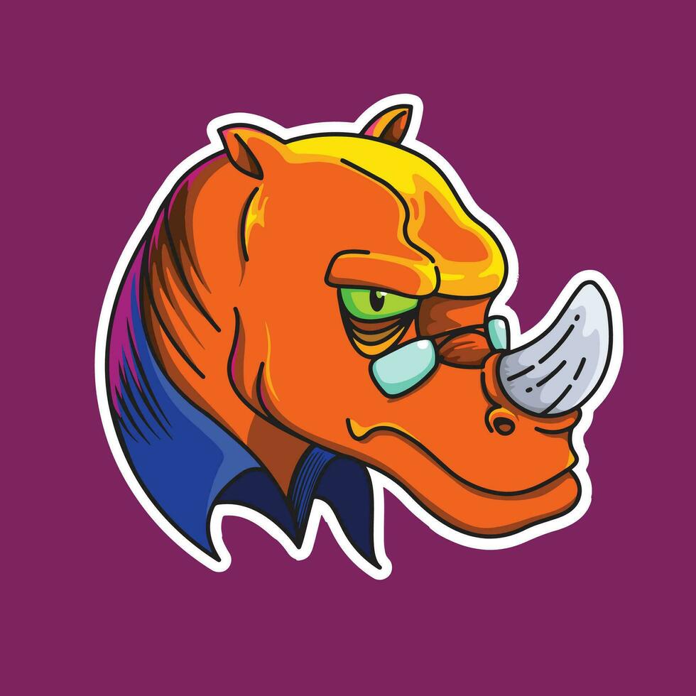 mascota logo pegatina rinoceronte Arte ilustración vector