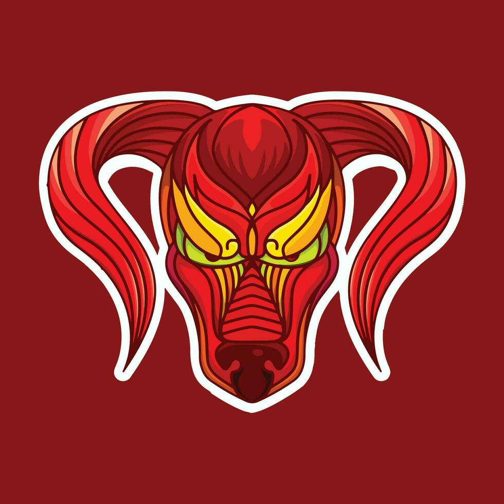 Mascot Logo Sticker Bull Art Illustration vector