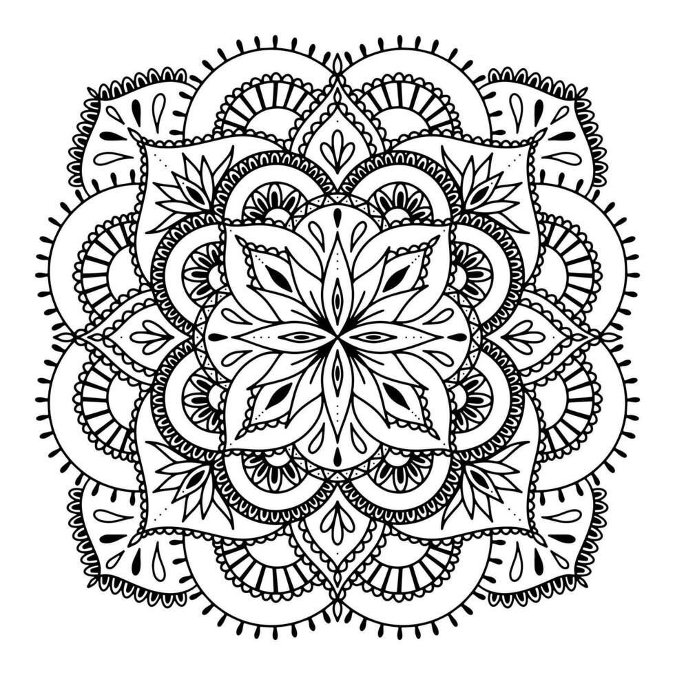 Mandala for Henna, Mehndi, tattoo, decoration, coloring book. Decorative round ornaments. Ethnic Oriental Circular ornament vector. Anti-stress therapy drawing vector