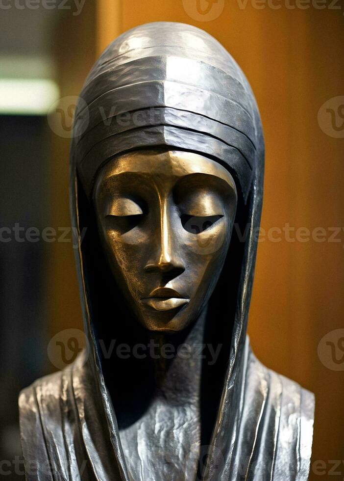 Veiled Serenity   a statue of a veiled woman   generative ai photo