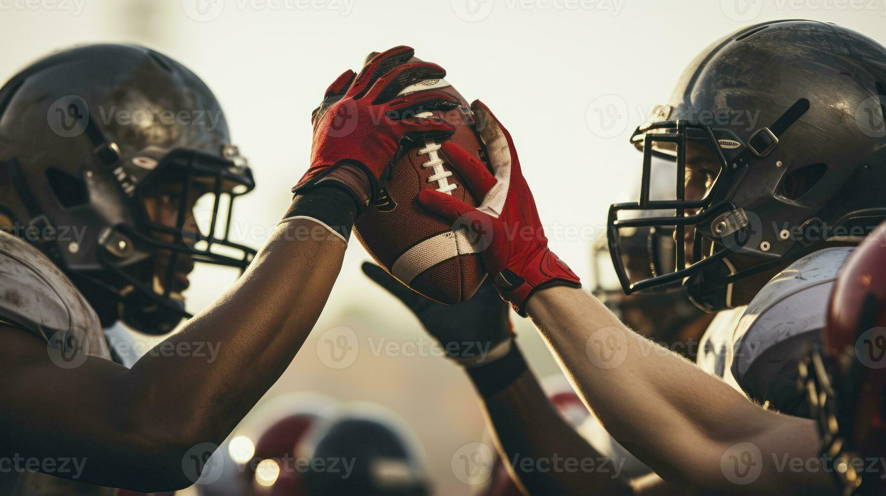 A Riveting Display - Group of American football players playing a match on a field. Generative AI photo