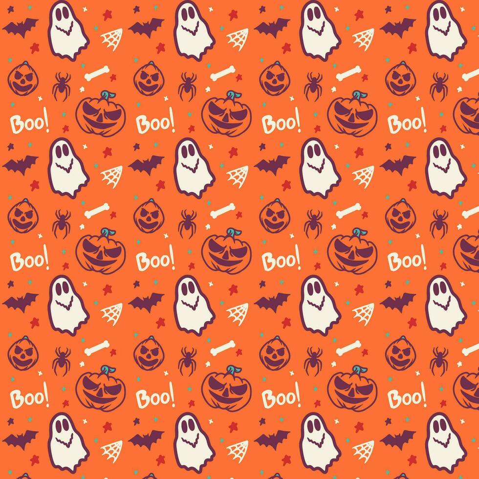 Seamless Pattern Pumpkin Halloween Background Vector Illustration