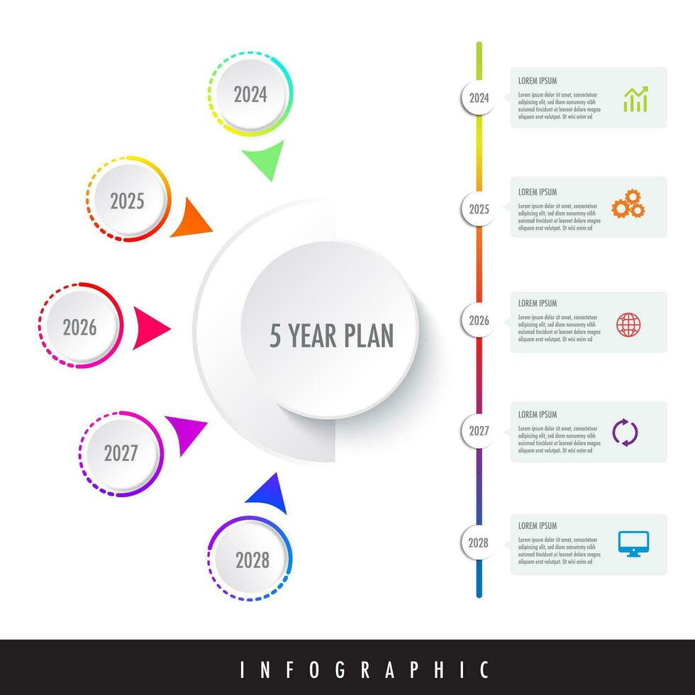 5 5 año plan proyectos hito modelo para presentación fácilmente a identificar cuales etapa de proyecto es actualmente tal como, desarrollar, Progreso vector