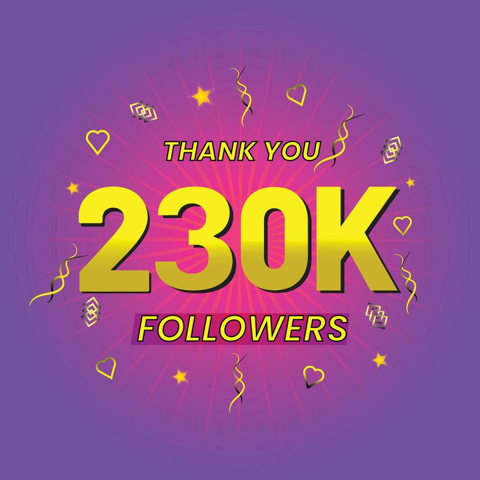 230k followers thank you celebration template vector