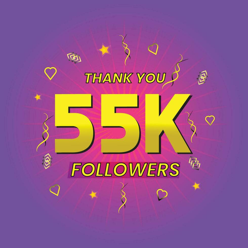 55k followers thank you online template vector