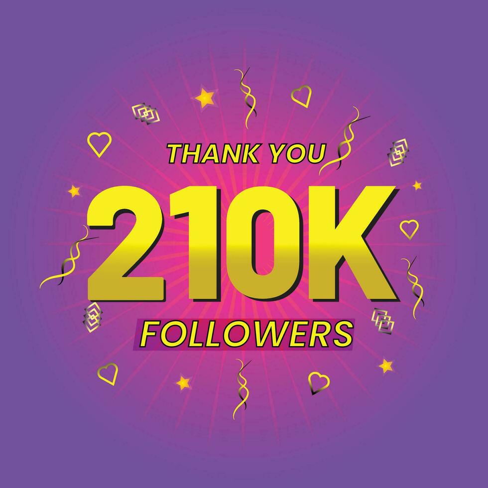 210k seguidores gracias usted celebracion modelo vector