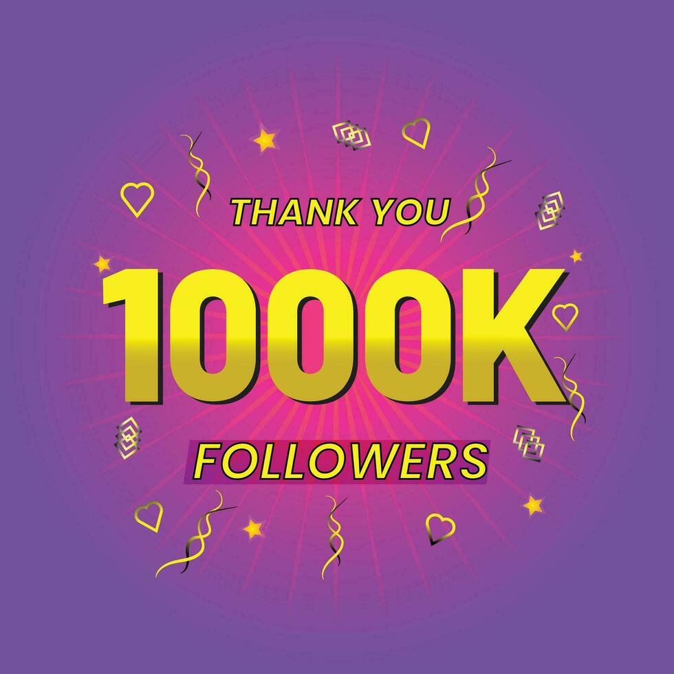 congratulation for your 1000k online followers and public like vector