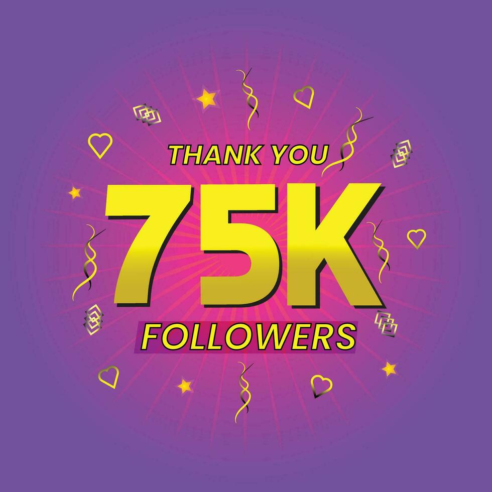 75k social followers and subscribers template vector