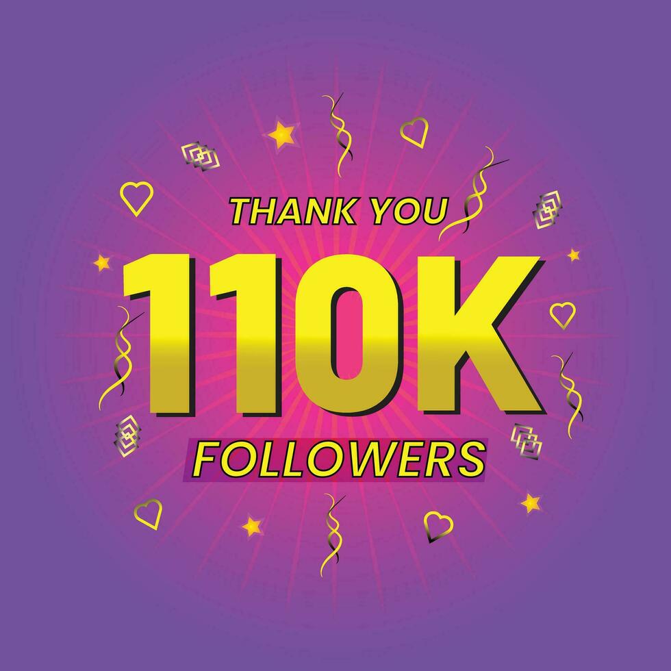 110k social followers and subscribers template vector