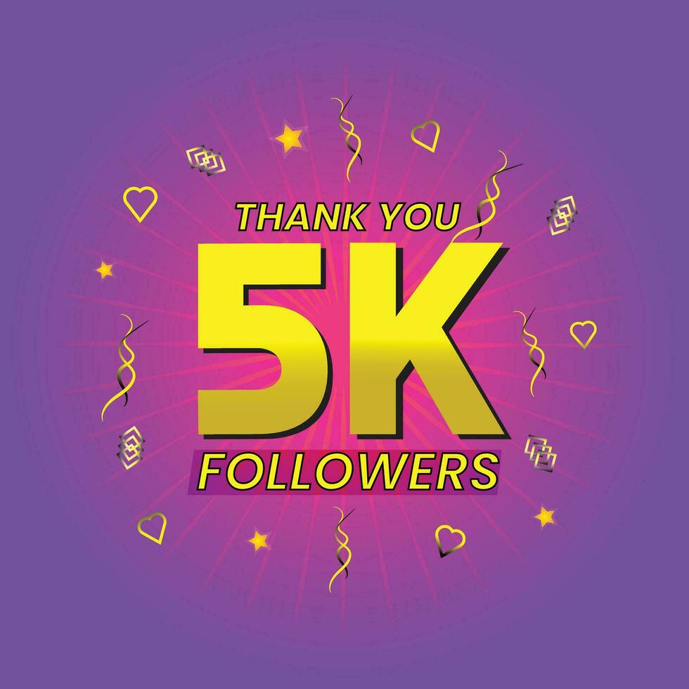 5k followers thank you online template vector