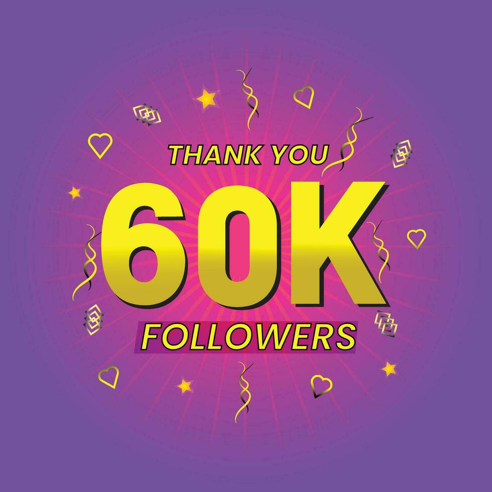 60k social media network followers and connections vector