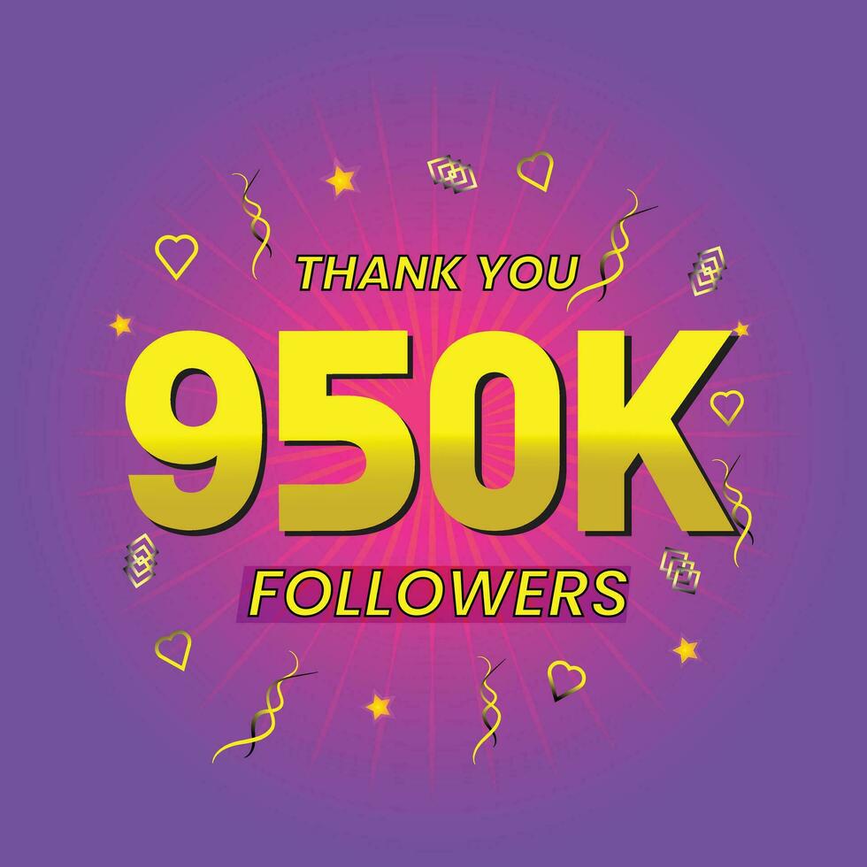 950k social media network followers and connections vector