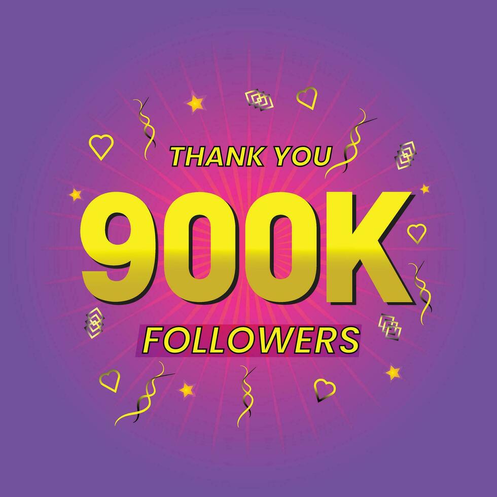 900k followers thank you celebration template vector