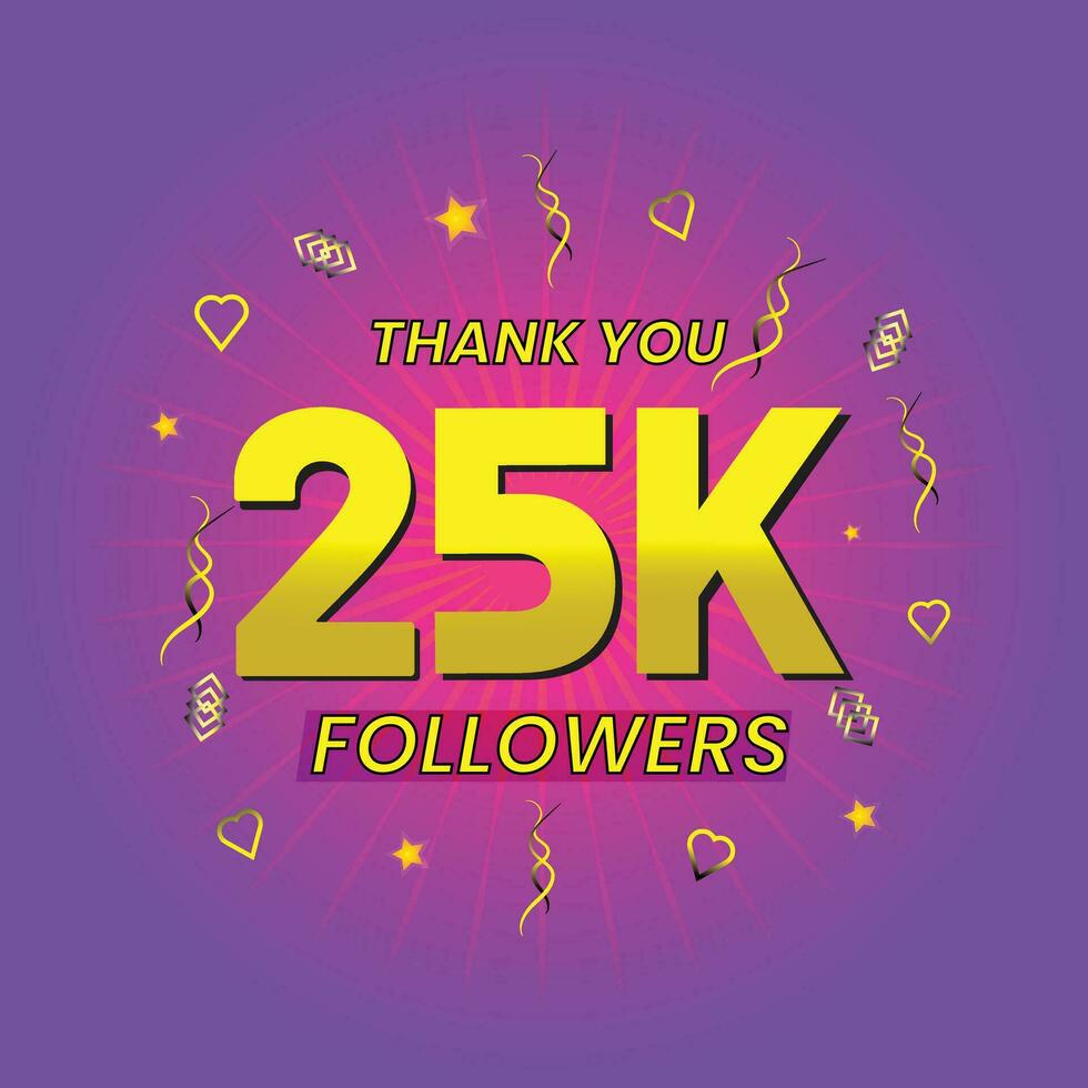 25k social followers and subscribers template vector