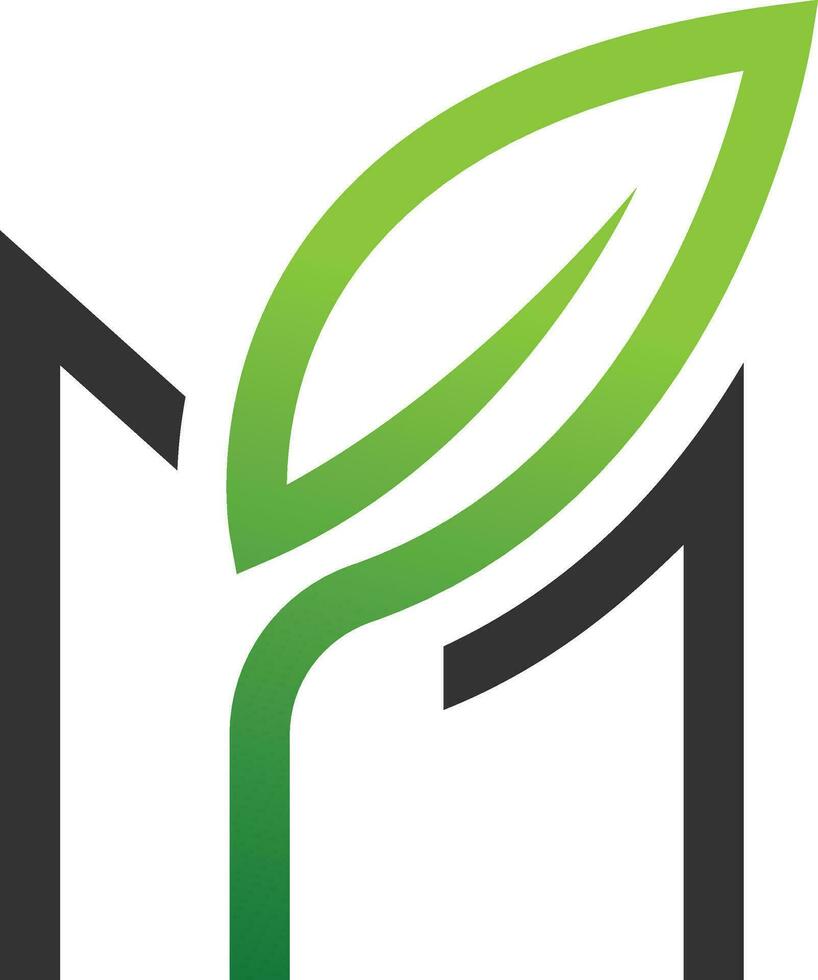 Letter M with Leaf vector