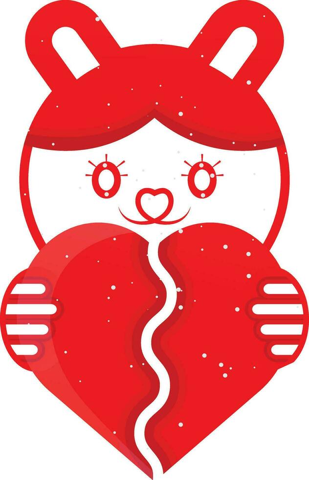 Cute Cat with Broken Hear vector