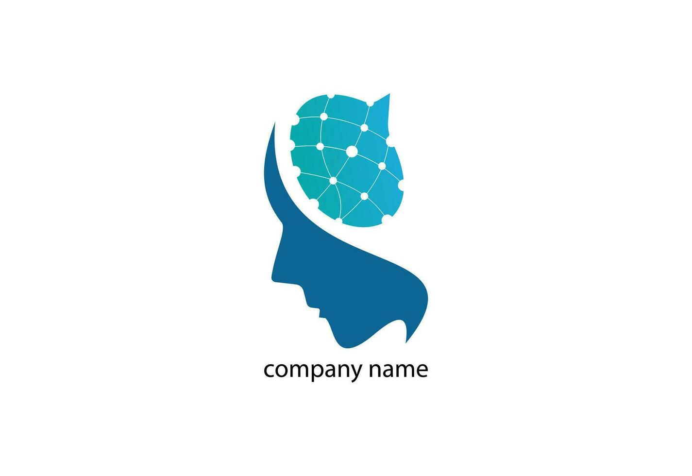 Human head brain silhouette thin logo or icon design template vector