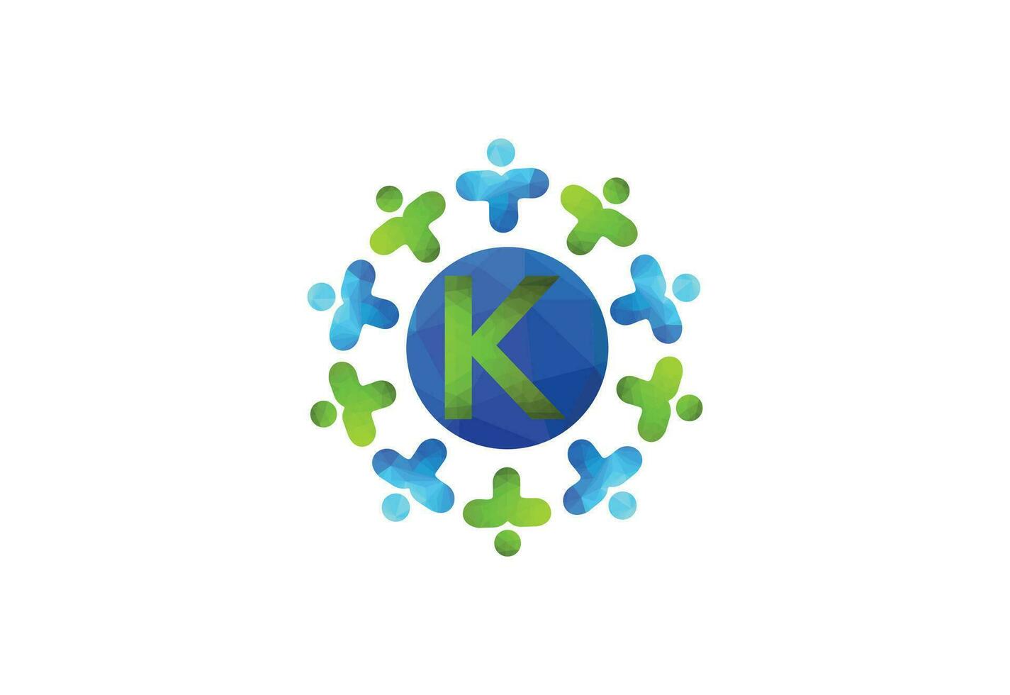 Abstract Initial Letter K Connecting People Logo. vector