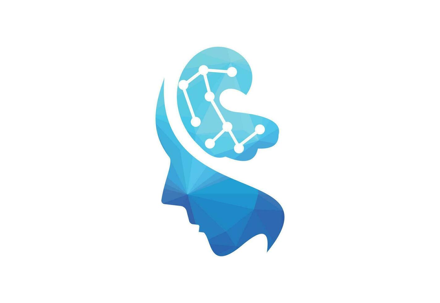 Creative human brain abstract vector logo design template.