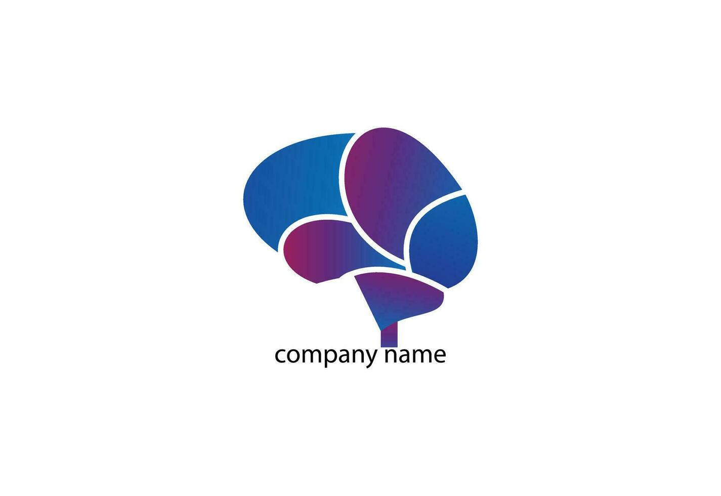 Human head brain silhouette thin logo or icon design template vector