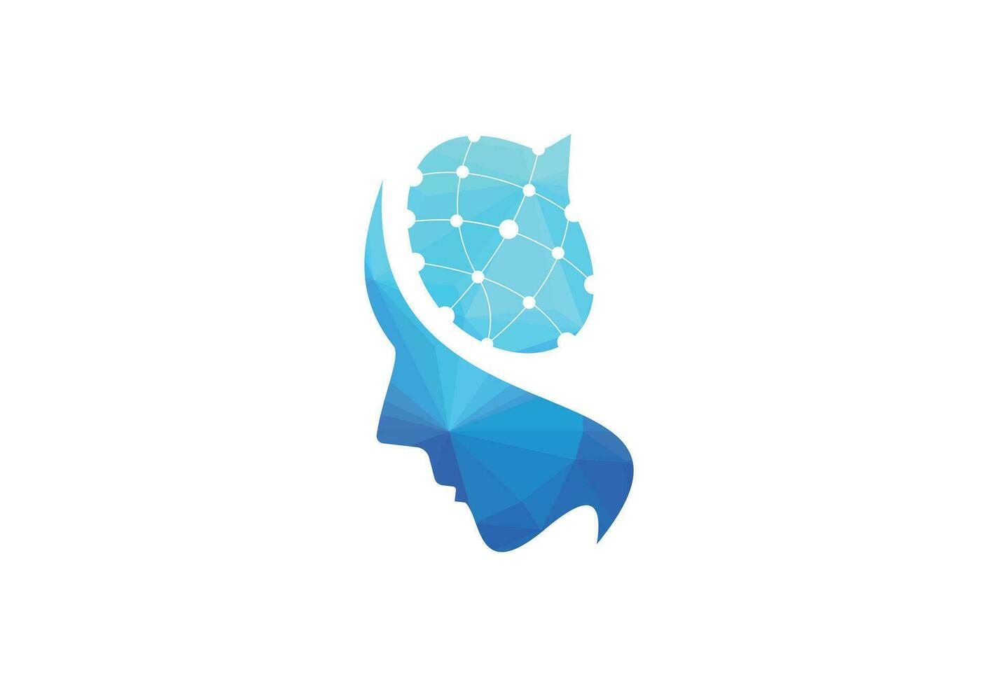 Creative human brain abstract vector logo design template.