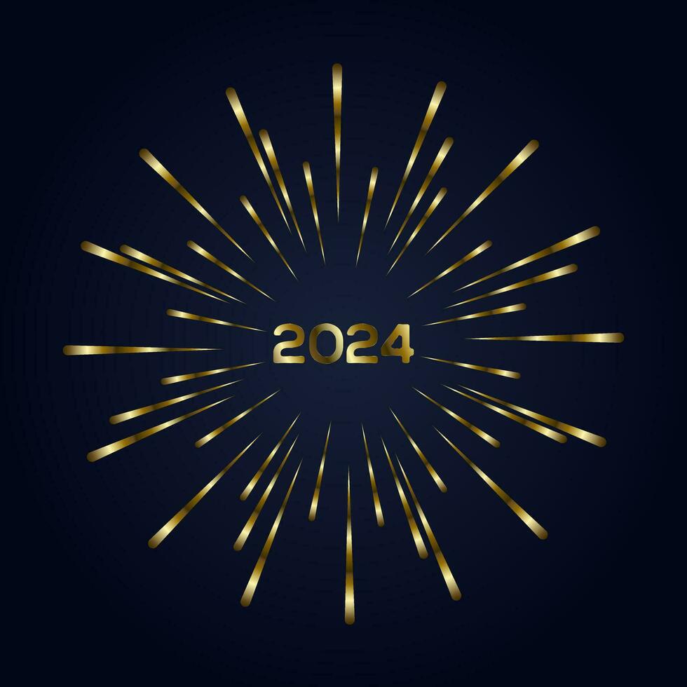 Golden Firework on gradient blue isolated over black backgroundHappy New year 2024 concepts for celebrations banner design vector