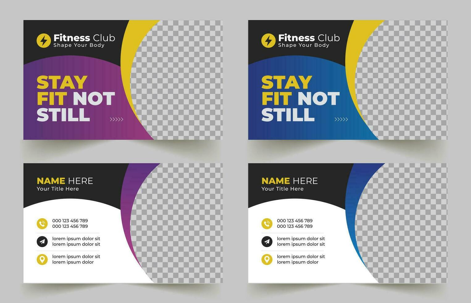 Gym business card design template, corporate business card template, Clean professional Gym business card vector