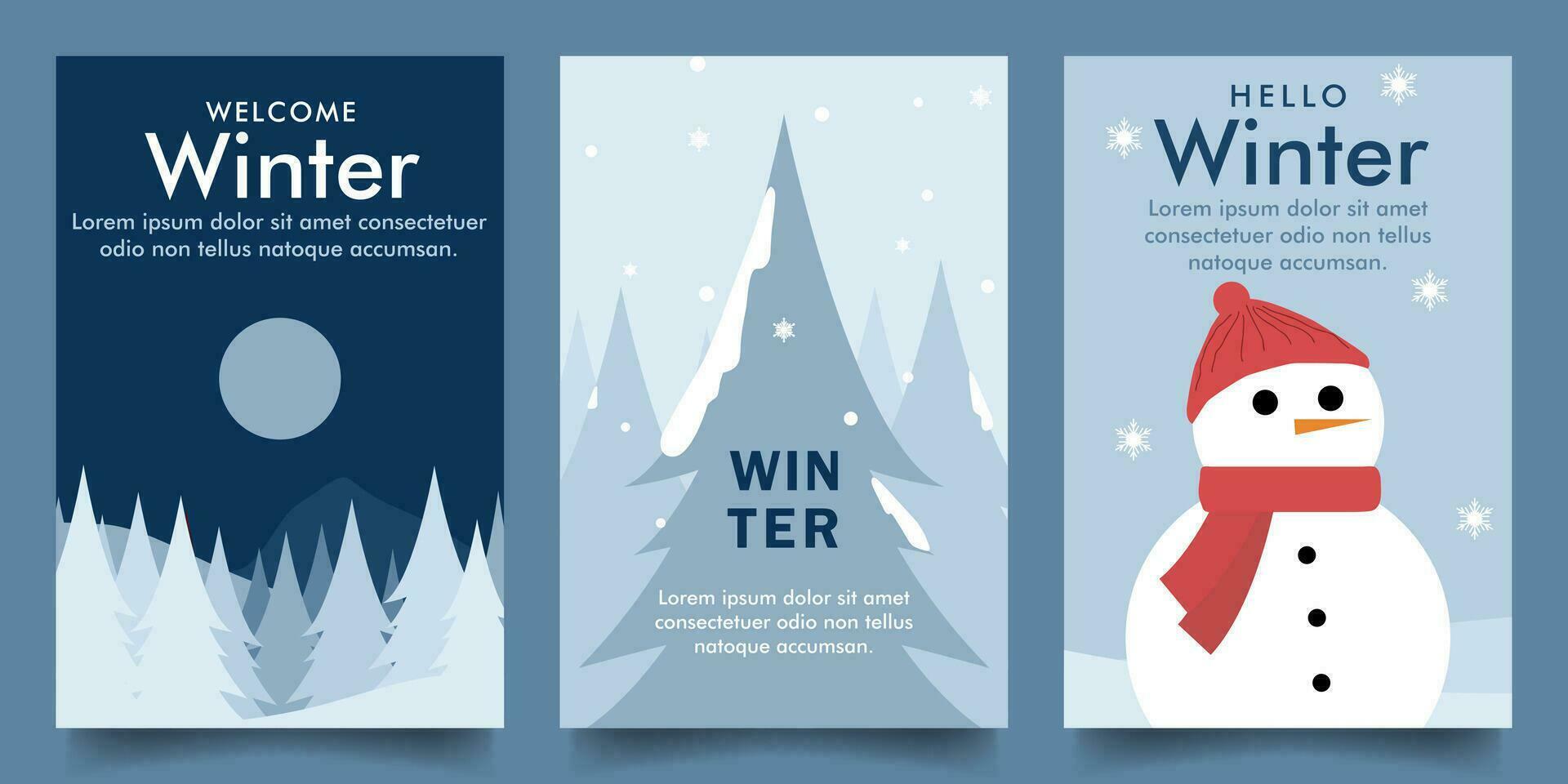 simple winter cold vector design illustration background with snowman snowflake and pine theme design. for banner, poster, social media, promotion, cover