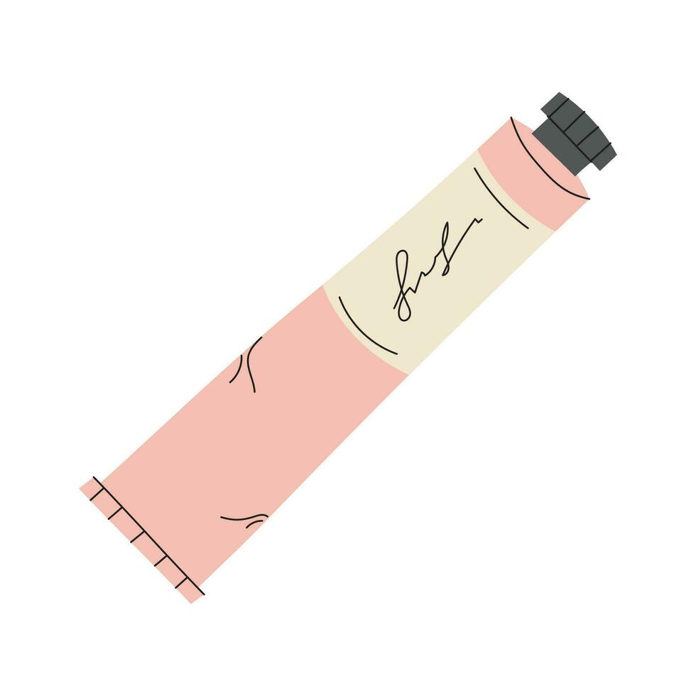 tubo de rosado pintar con corazón, petróleo pintar, acrílico, gouache o acuarela, dibujos animados estilo. de moda moderno vector ilustración aislado en blanco fondo, mano dibujado, plano diseño