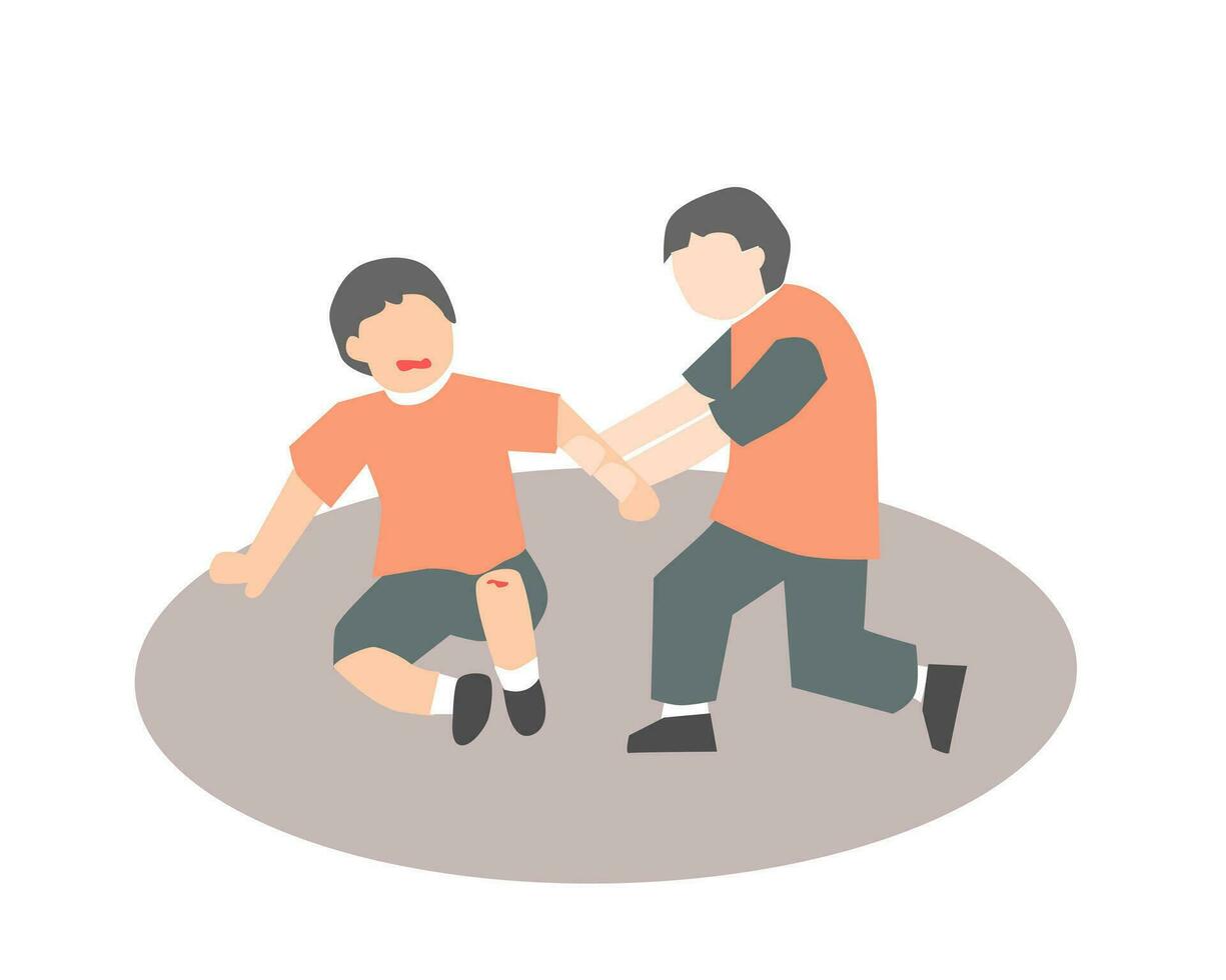 Boy Helping a Friend Illustration vector