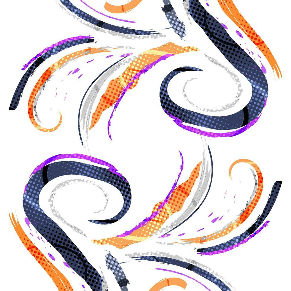 Abstract and Colorful Brush Background with Halftone Effect. Sport Banner. Brush Stroke Illustration. Scratch and Texture Elements For Design vector