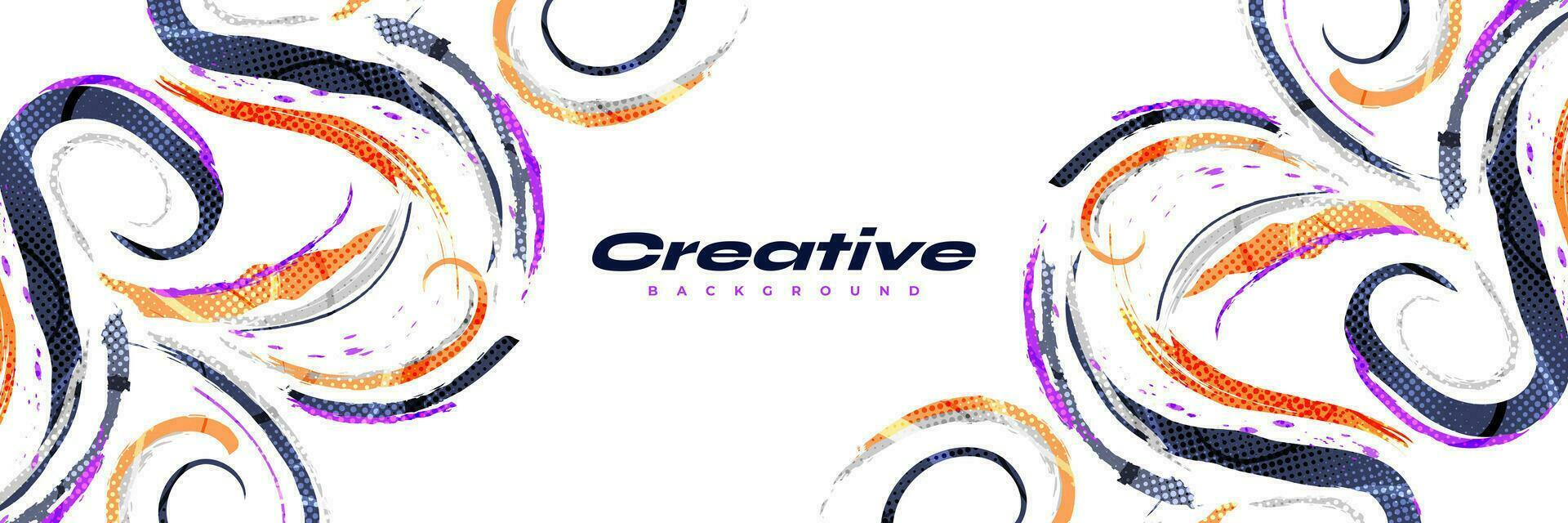 Abstract and Colorful Brush Background with Halftone Effect. Sport Banner. Brush Stroke Illustration. Scratch and Texture Elements For Design vector