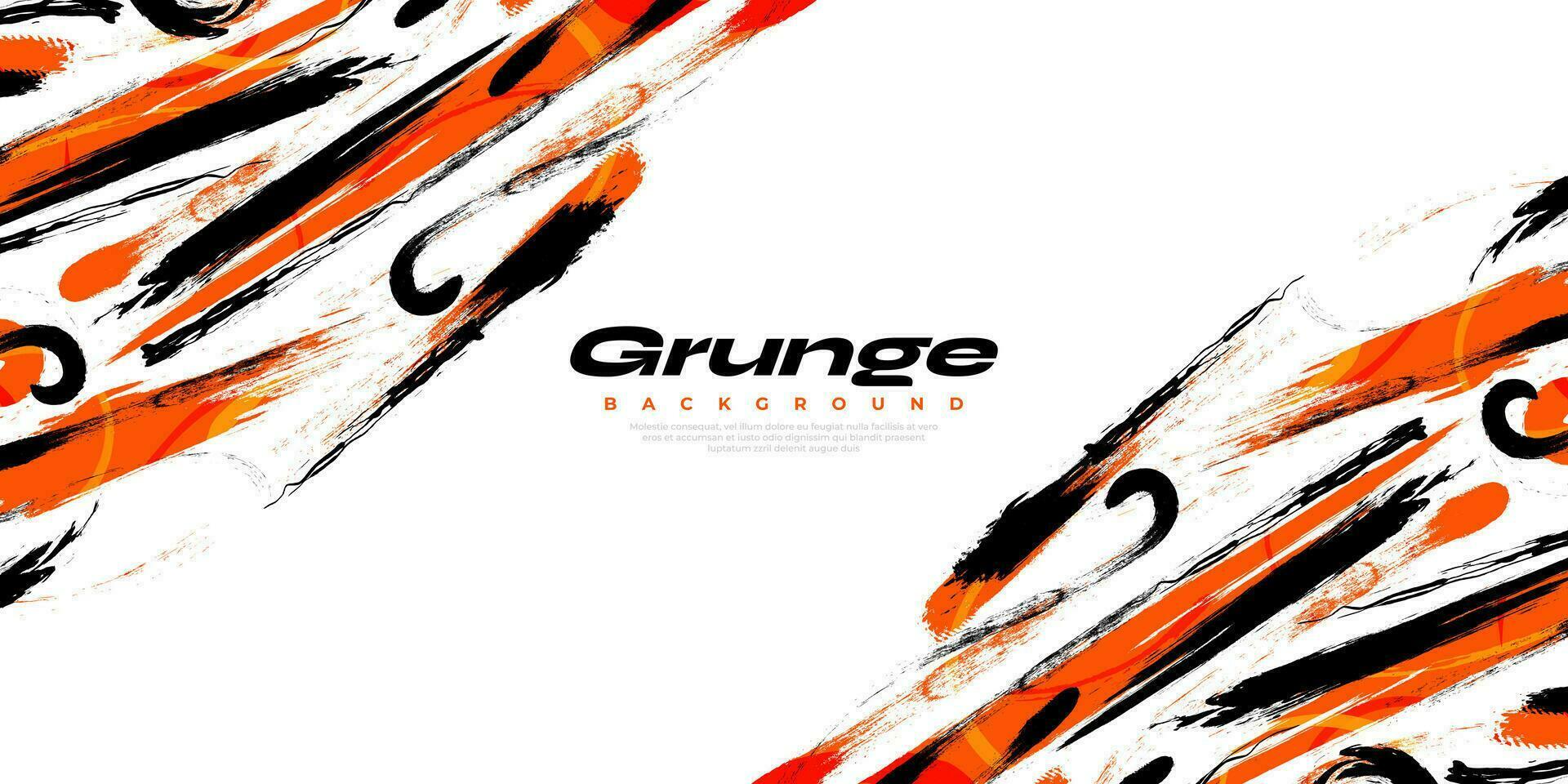Abstract Black and Orange Brush Background with Halftone Effect. Sport Background. Brush Stroke Illustration for Banner or Poster. Scratch and Texture Elements For Design vector