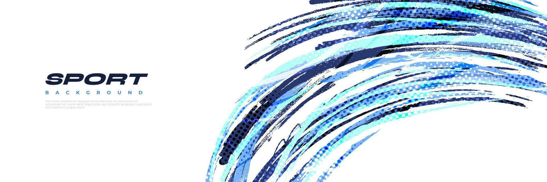 Abstract Brush Background with Halftone Effect. Sport Background with Blue Brush. Scratch and Texture Elements For Design vector