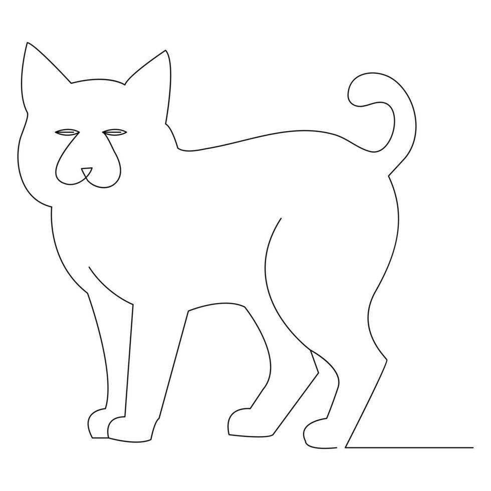 continuo uno línea gato contorno vector Arte mano dibujo