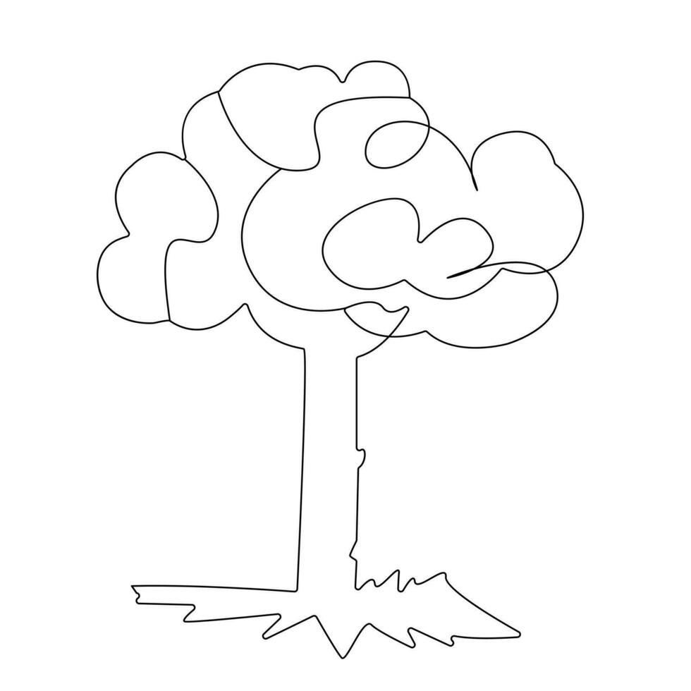 continuo uno línea planta crecimiento árbol contorno vector Arte dibujo