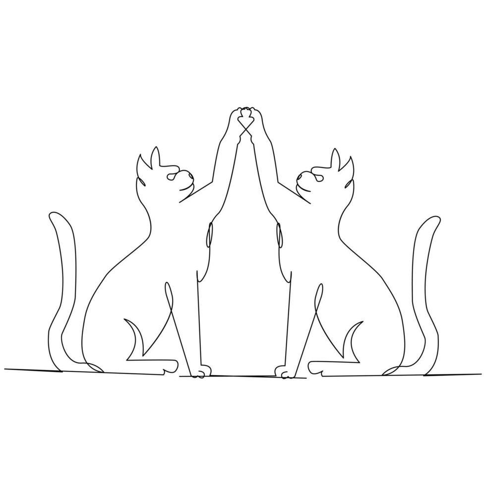 Continuous one line cat  outline vector art hand drawing