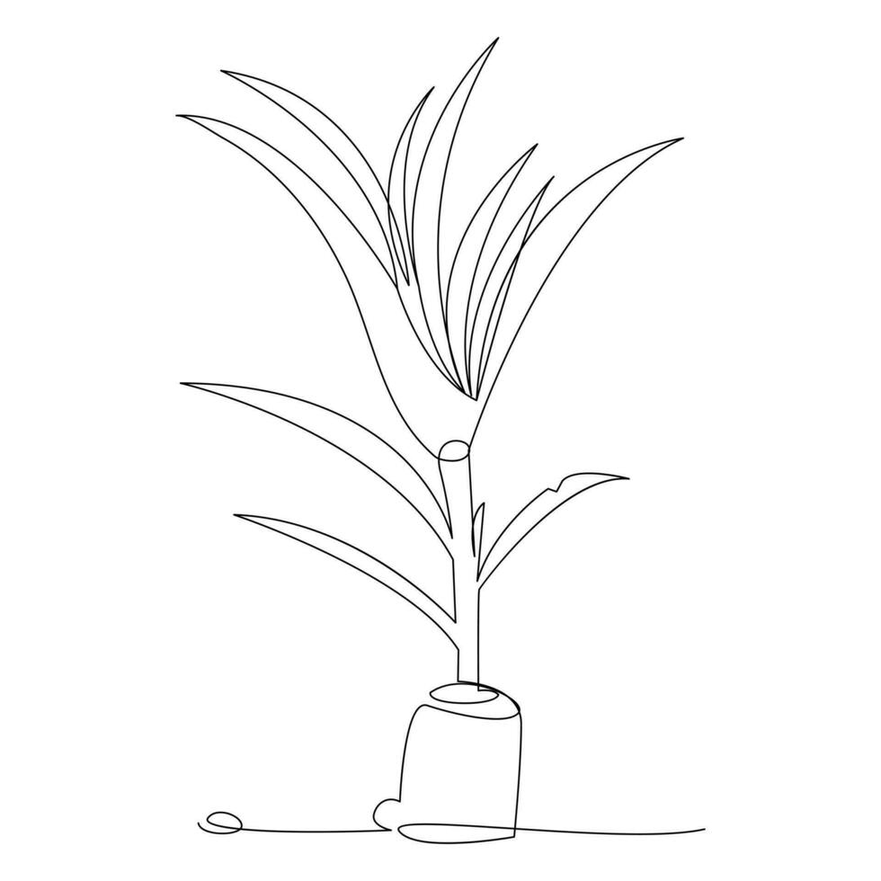 Continuous one line plant growth tree outline vector art drawing