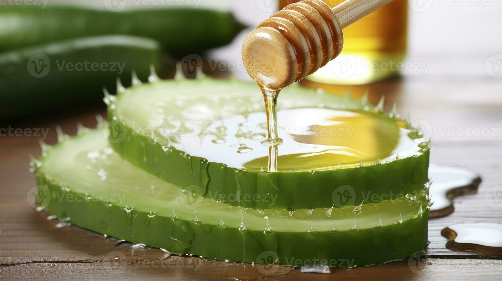 Nature's Elixir. Aloe Vera and Honey Fusion for Organic Skincare. Generative AI photo