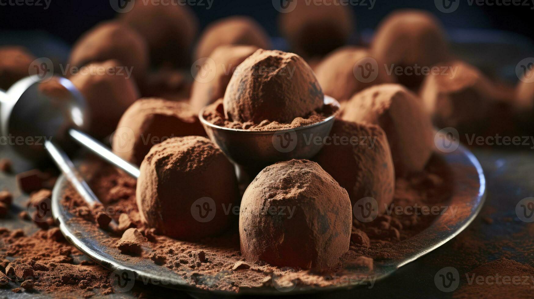 Taste of Elegance. Dark Chocolate Truffles, a Symphony of Richness and Flavor. Generative AI photo