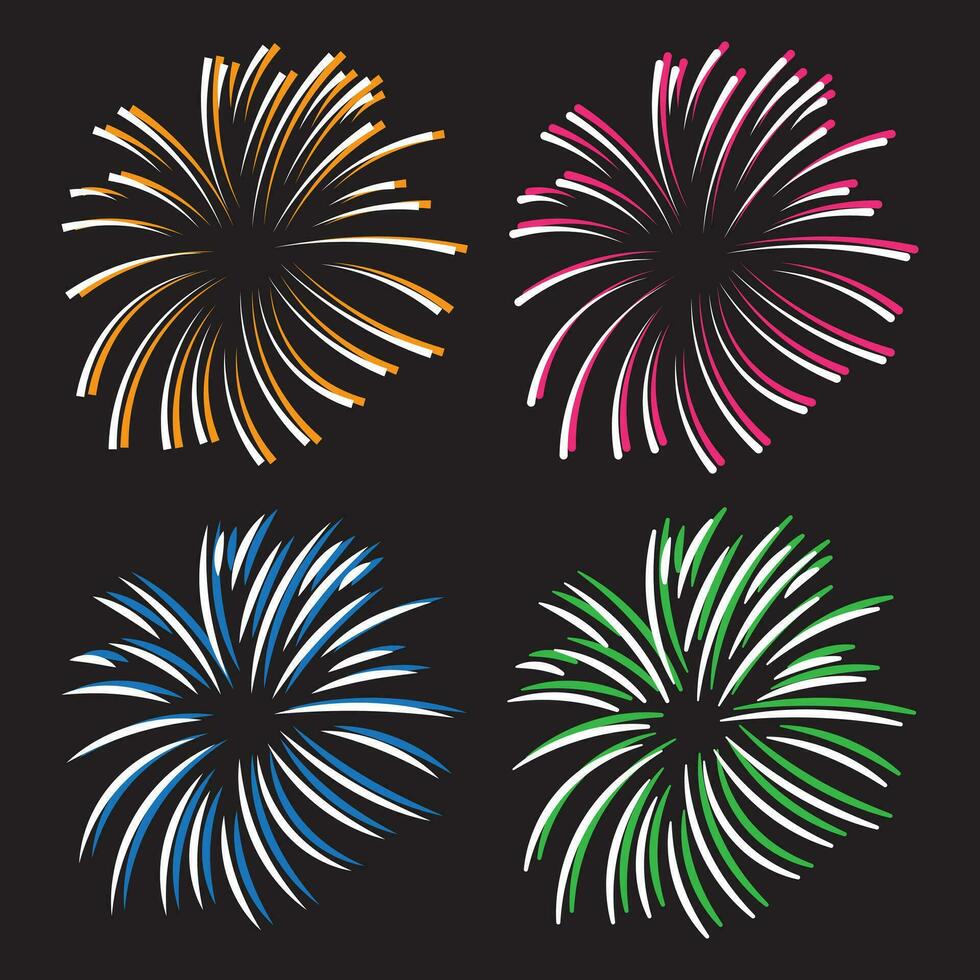 Cute cartoon fireworks explosion cartoon with some color for the shadow. fireworks mascot set vector