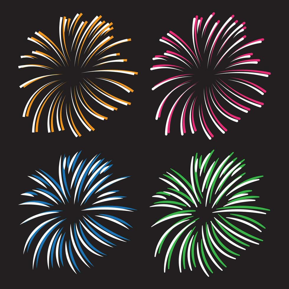 linda dibujos animados fuegos artificiales explosión dibujos animados con algunos color para el sombra. fuegos artificiales mascota conjunto vector